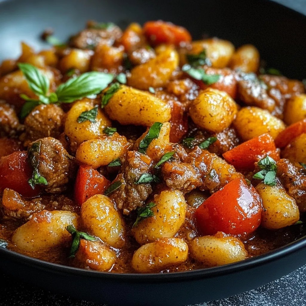 Gnocchi-Pfanne mit Hackfleisch und Paprika