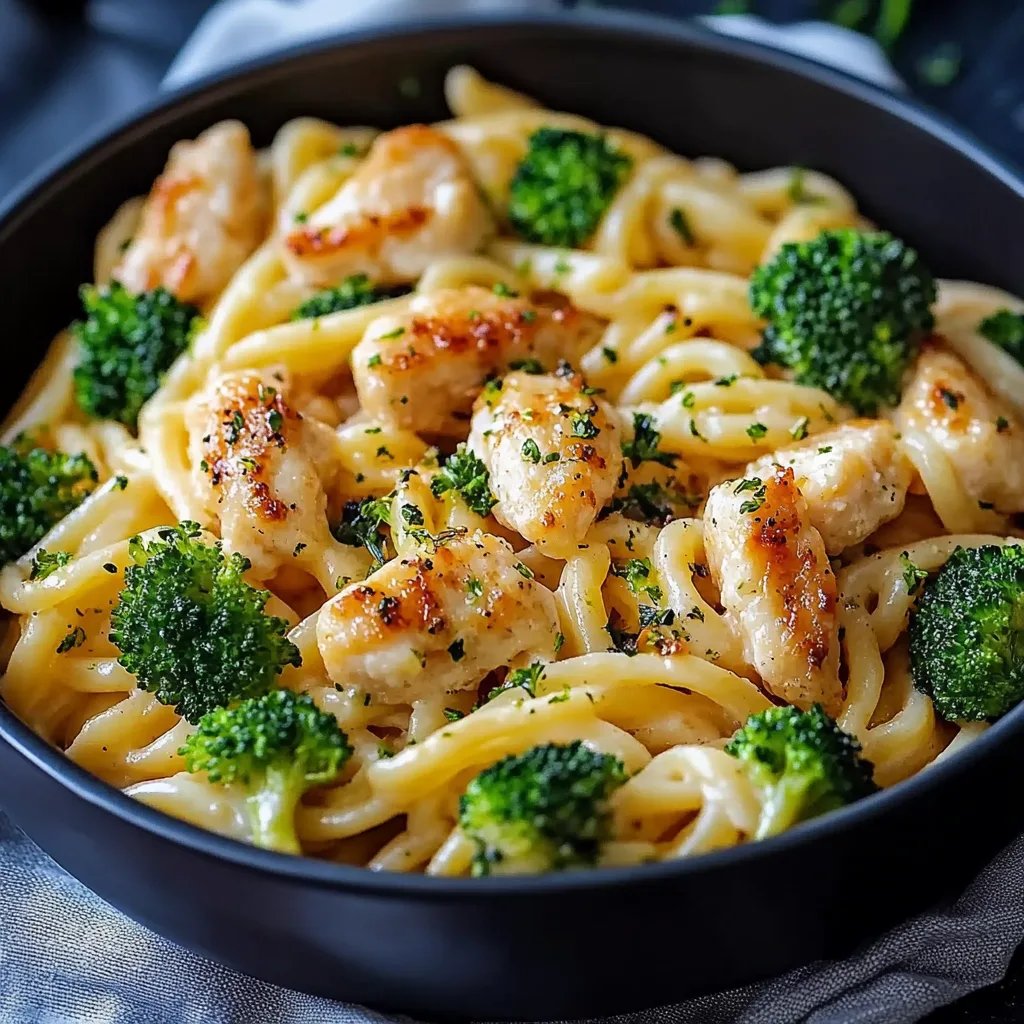 Cremige Hähnchen Brokkoli Pasta