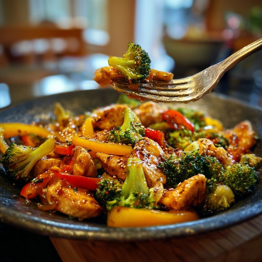 Kalorienarme Hähnchenpfanne Mit Brokkoli Und Paprika