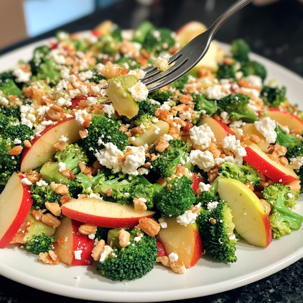 Brokkoli-Salat mit Äpfeln, Nüssen & Feta – Knackig & frisch