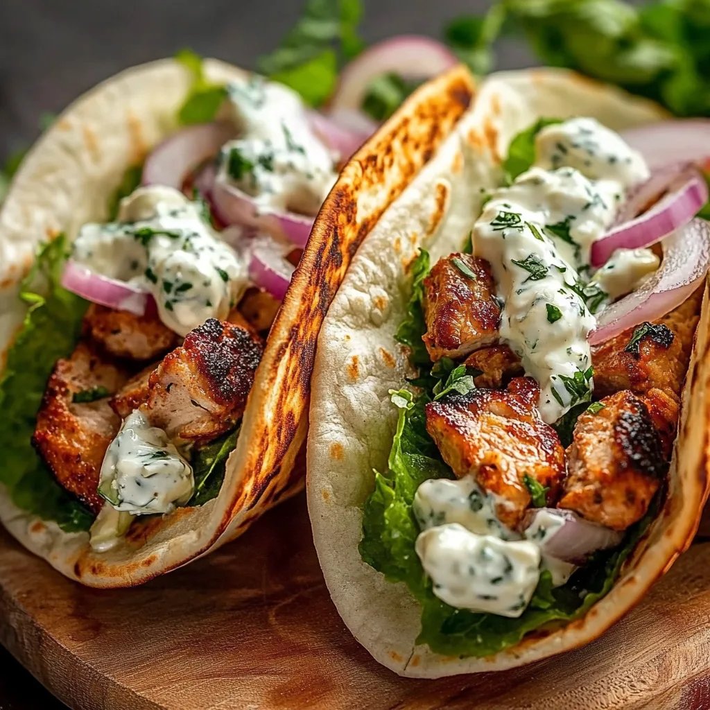 Griechische Hähnchen-Pitas mit Tzatziki & Feta