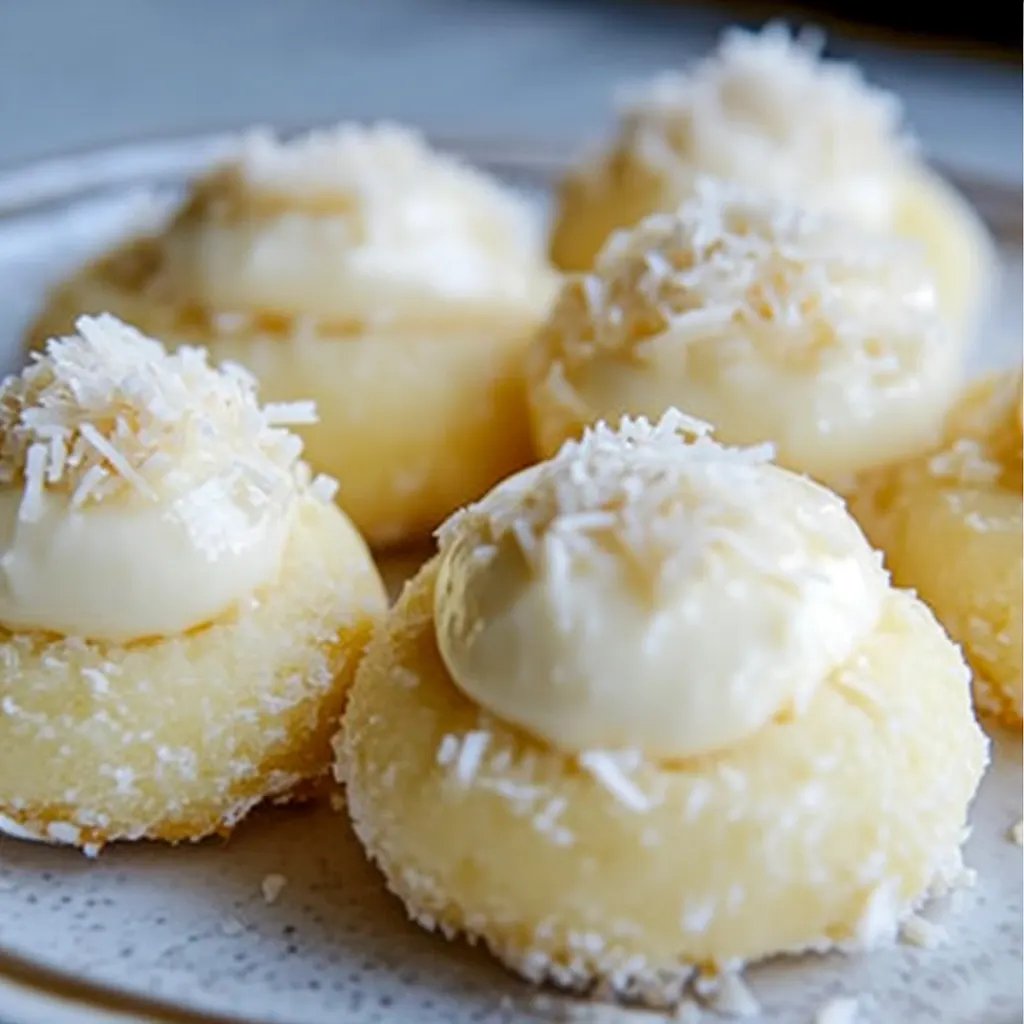Kokosplätzchen mit weißer Schokoladenfüllung