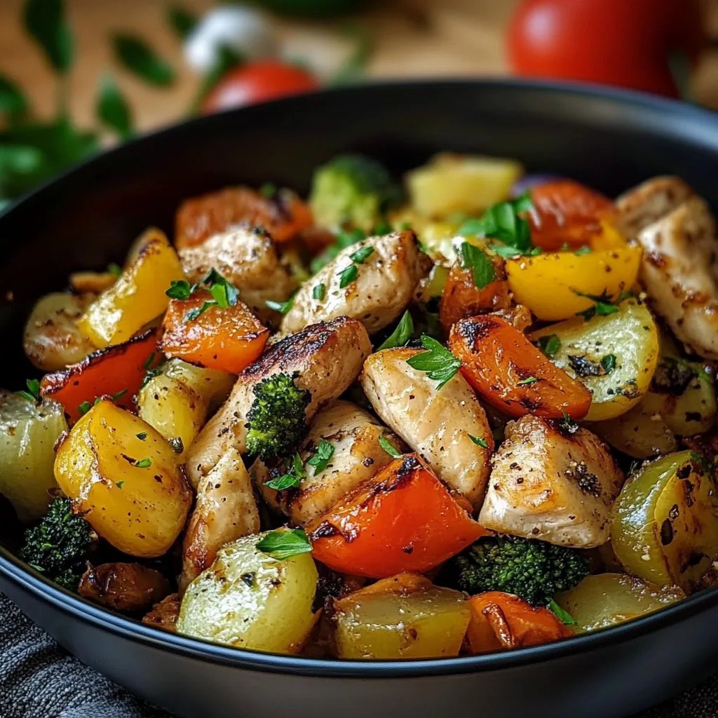 Low Carb Gemüsepfanne mit saftigem Geflügel