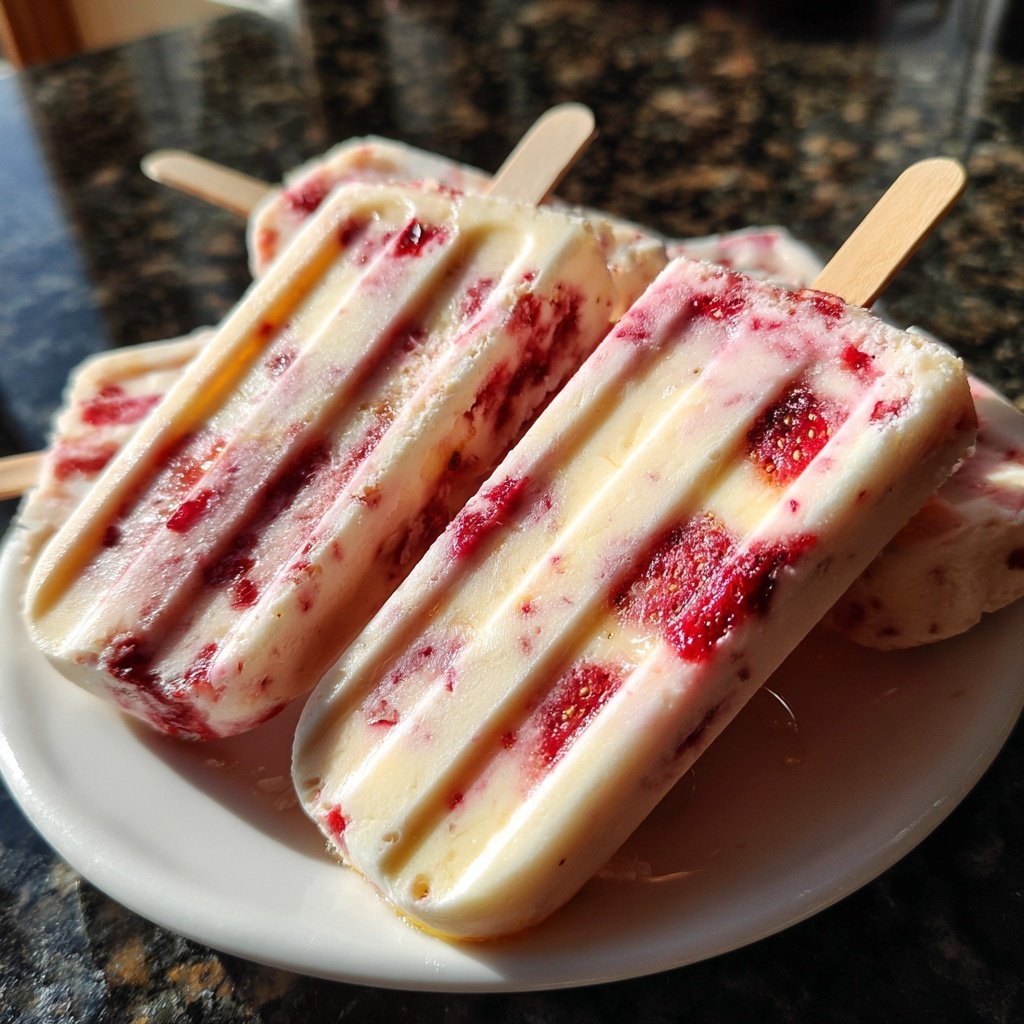 Erdbeer-Joghurt-Eis am Stiel