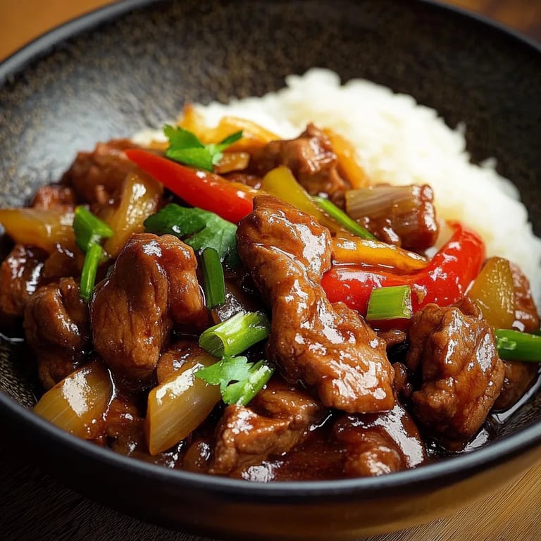 Chinesisches Rindfleisch mit Zwiebeln