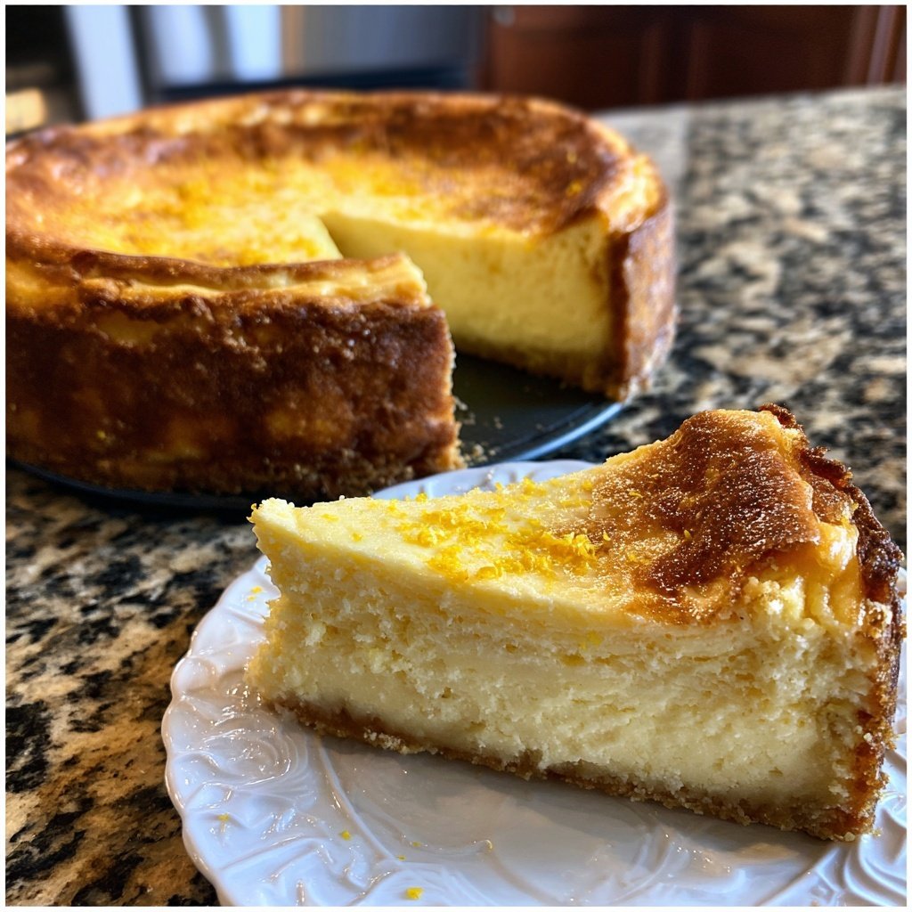 Käsekuchen mit Keksboden